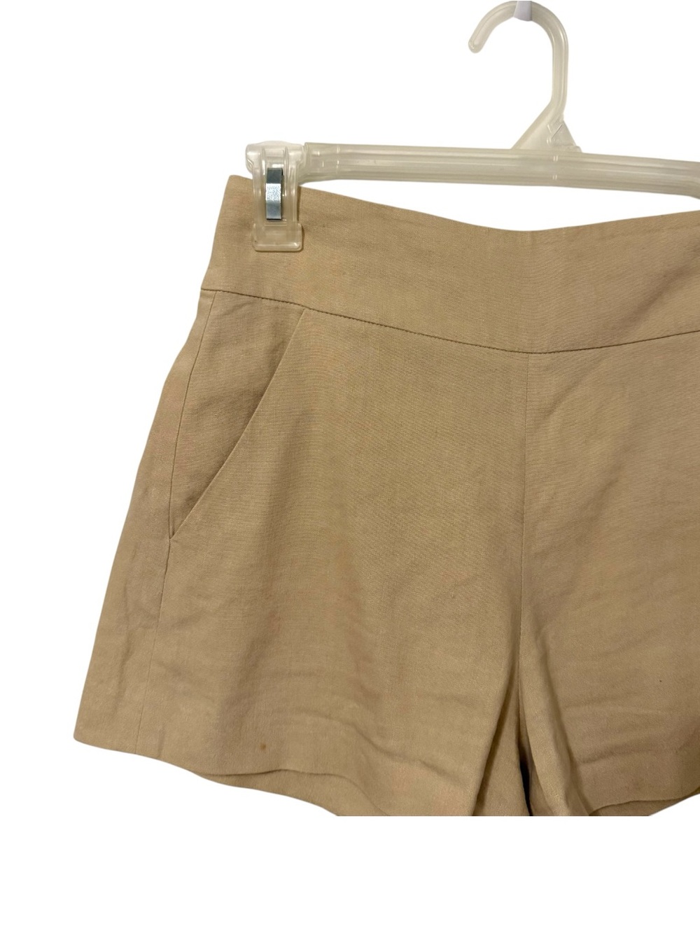 Alice and Olivia Donald High Rise Tailored Shorts Size 0 Beige Sand Linen Blend - Picture 4 of 14